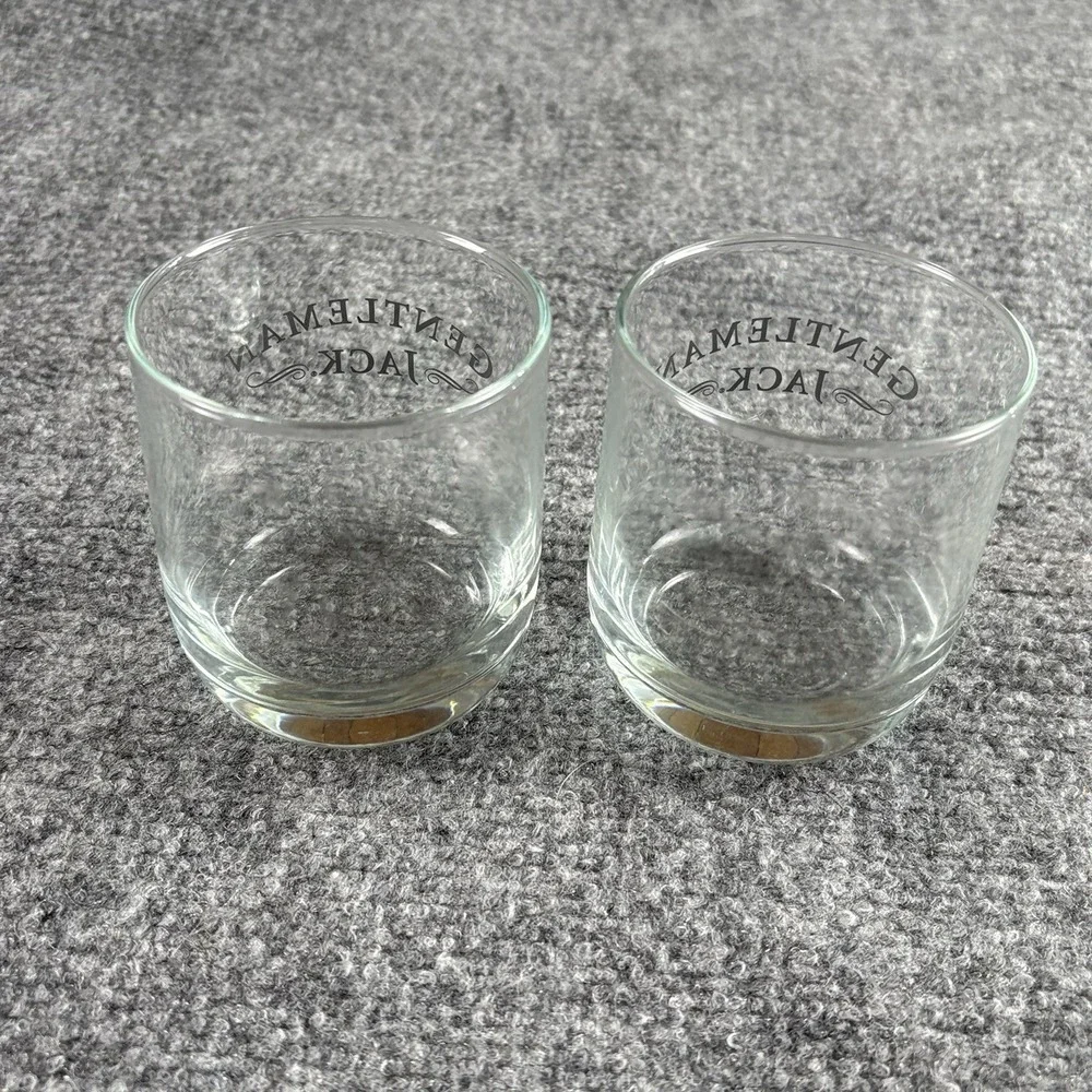 Gentleman Jack Whiskey Rocks‎ Glasses Set of 2 Logo Lowball Tumblers Man Cave